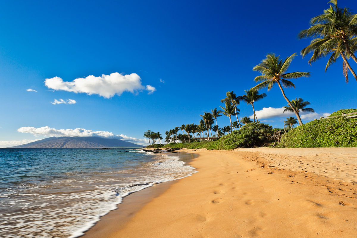 Beautiful sunny day at a beach in Wailea, Maui, Hawaii