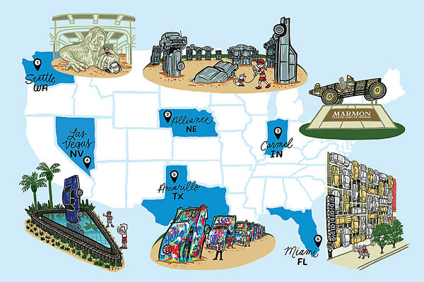 6 car sculptures to visit